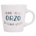 Set med 4 kaffekoppar i porslin med fat 90ml med text Le Travisate Modell