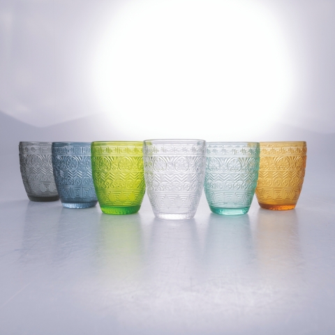Set med 6 färgade vattenglas i glas 300ml New Mexico A Kampanj