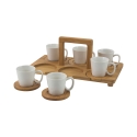 Set med 6 kaffekoppar i porslin 90 ml med bricka Essential Försäljning