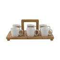 Set med 6 kaffekoppar i porslin 90 ml med bricka Essential Rabatter