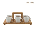 Set med 6 kaffekoppar i porslin 90 ml med bricka Essential Kampanj