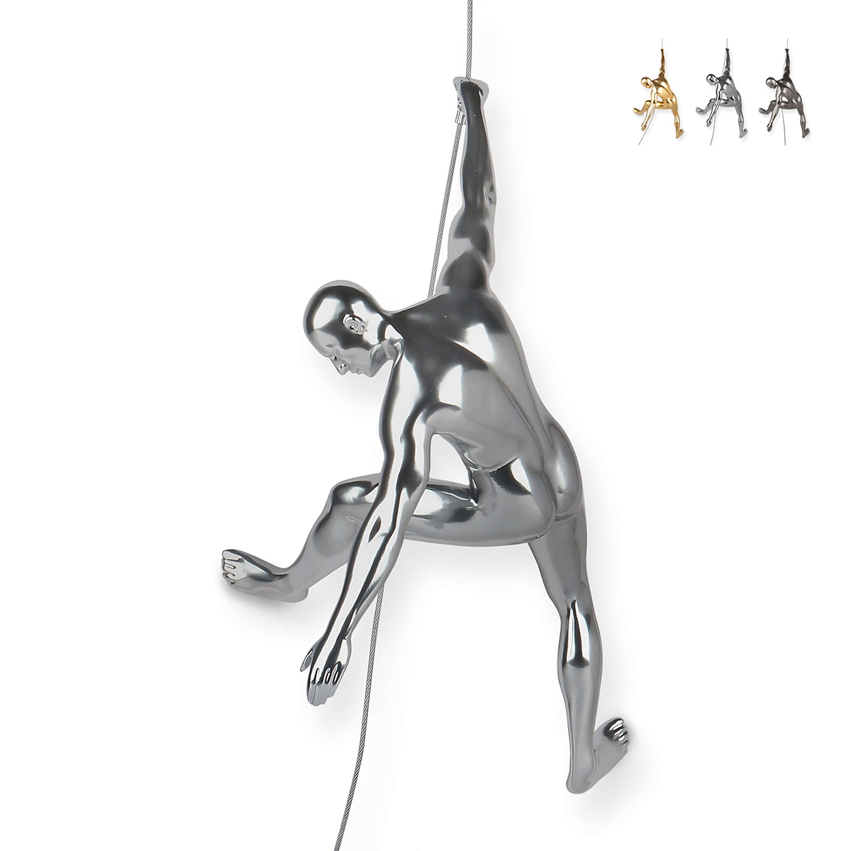 Väggskulptur i metall-look, klättrare i resin, Bata-M Kampanj Väggskulptur i metall-look, klättrare i resin, Bata-M Kampanj