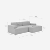 TOLIMAN Modern, 3-sitsig soffa i tyg, med högerställd divan 