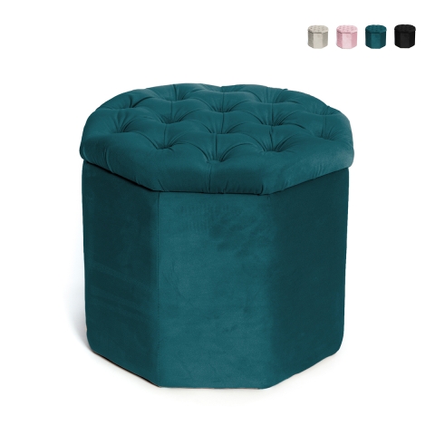Ottoman förvaring puff åttakantig i sammet 40x35cm Jerry Kampanj
