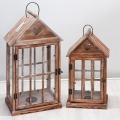 Set med 2 dekorativa lanterner i trä med ljushållare, shabby chic Ferrante Kampanj