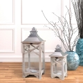Set med 2 shabby chic-lampor med ljushållare i grått trä Kediri Kampanj