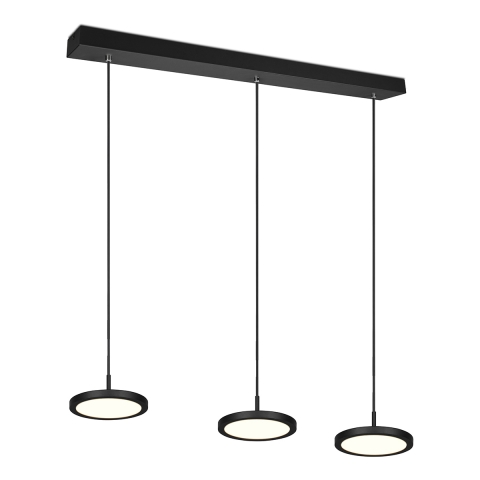 Svart modern LED-pendellampa med 3 dimbara ljus Pular Kampanj