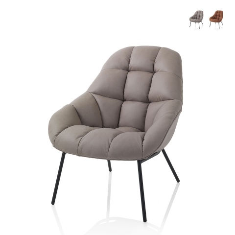 Stol fåtölj i konstläder stoppad modern design Carla Kampanj