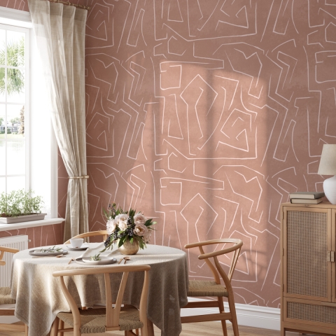 Klibbigt geometriskt design tapet rosa och vit Graffiti Kampanj