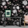 Blommig tapet för sovrum i shabby chic stil, mörka blommor Bestånd