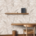 Elegant tropisk beige blommig tapet för vardagsrum Bosco Tropicale Försäljning