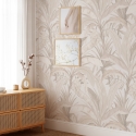 Elegant tropisk beige blommig tapet för vardagsrum Bosco Tropicale Rea