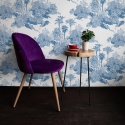 Vintage tapet med skogsmotiv i vitt och blått Toile de Jouy Blu Bestånd