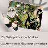 Set med 2 gröna bordstabletter med apor för frukostbordet Försäljning