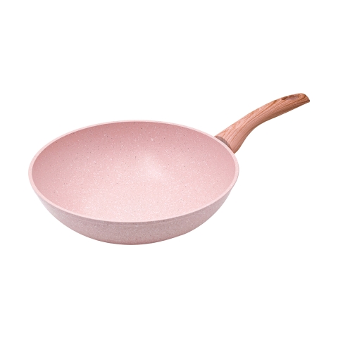 Stekpanna 28cm non-stick wok granit effekt rosa Bisetti Stonerose Kampanj