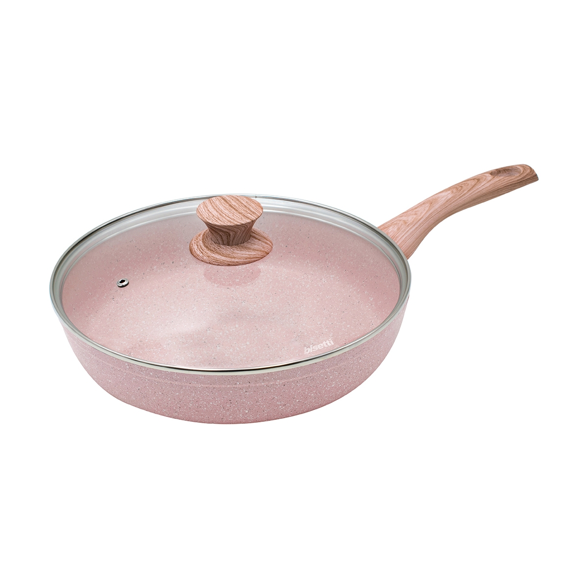Rosa granitimitation non-stick stekpanna 28 cm med lock Stonerose Kampanj