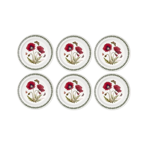 Set med 6 platta tallrikar 26,7 cm i porslin Portmeirion Botanic Garden Kampanj