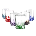 Set med 6 vattenglas, olika färger, dekorerade 10 cm Venise Kampanj