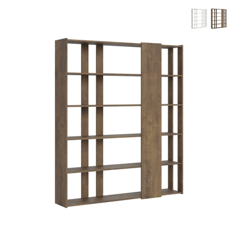 Libreria kontor vardagsrum design dubbelriktad med 6 hyllor 78x36x204 Kato D Kampanj