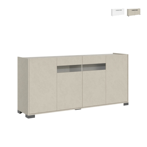 Madia skåp 4 dörrar rymlig modern design med tonat glas 172x40x81 Riflesso Kampanj