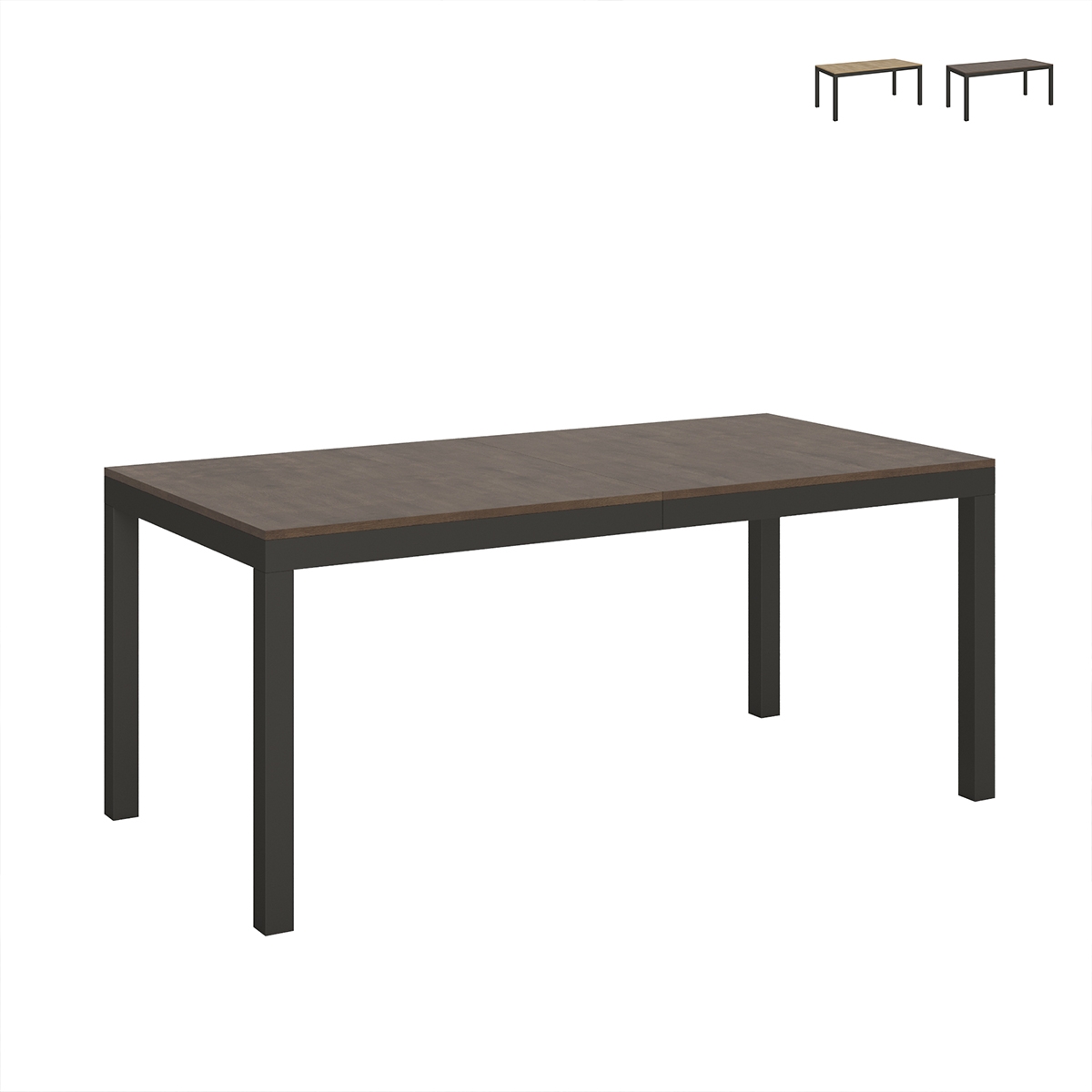 Förlängningsbart matbord i industriell minimal stil av trä och järn 90×180-440 Everyday Evolution