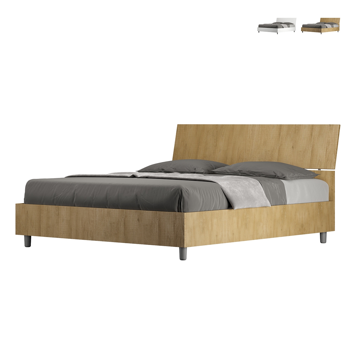 Dubbelsäng 160x190 cm utan ribbotten med lutande huvudgavel Demas