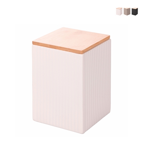 Stort kökburk 10x10x14,5cm i stengods lock 1080ml Modern Kampanj