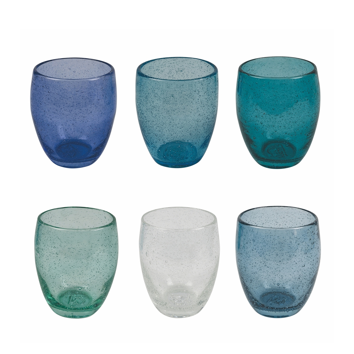 Set med 6 blå bordsglas för vatten i munblåst glas Acapulco Ocean Kampanj Set med 6 blå bordsglas för vatten i munblåst glas Acapulco Ocean Kampanj