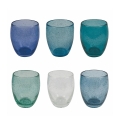 Set med 6 blå bordsglas för vatten i munblåst glas Acapulco Ocean Kampanj