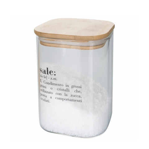 Glasburk för salt med bambulock 10x10x14 Victionary Kampanj