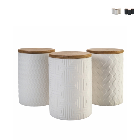 Set med 3 keramiska köksburkar lock Shade of Shape Geometrie Kampanj