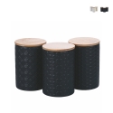 Set med 3 köksburkar i keramik med lock Shade of Shape Geometrie Bestånd