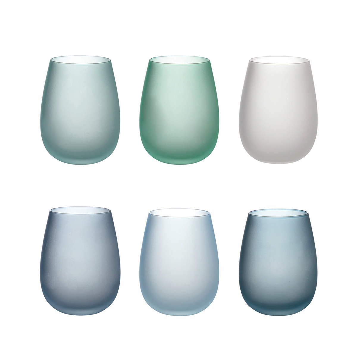 Set glas i blått glas, iseffekt, 600 ml Happy Hour Ocean