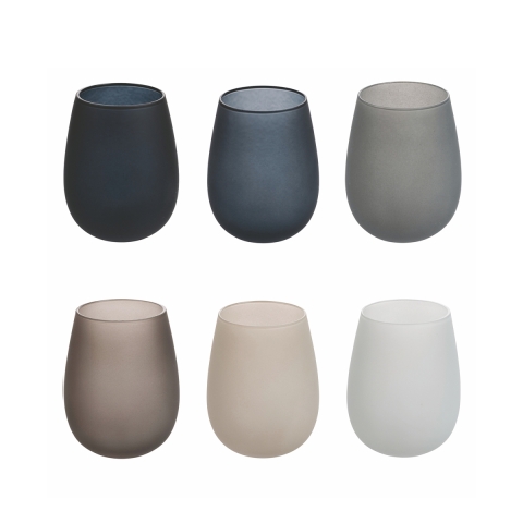 Set 6 glas för bordet droppform 600ml grå Happy Hour Stones Kampanj