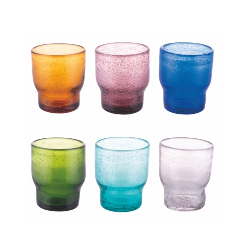 Set 6 glas vatten i glas flerfärgat hantverk Unico Daily Kampanj