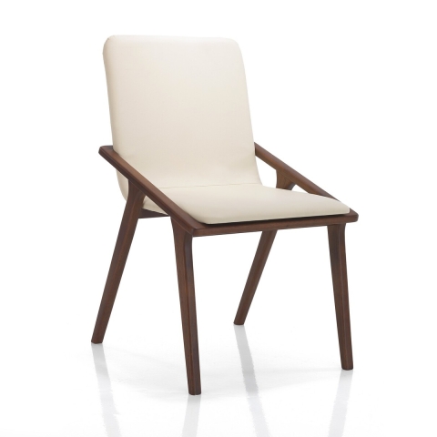 Set 2 matstolar modern design i trä och beige konstläder Hays Kampanj