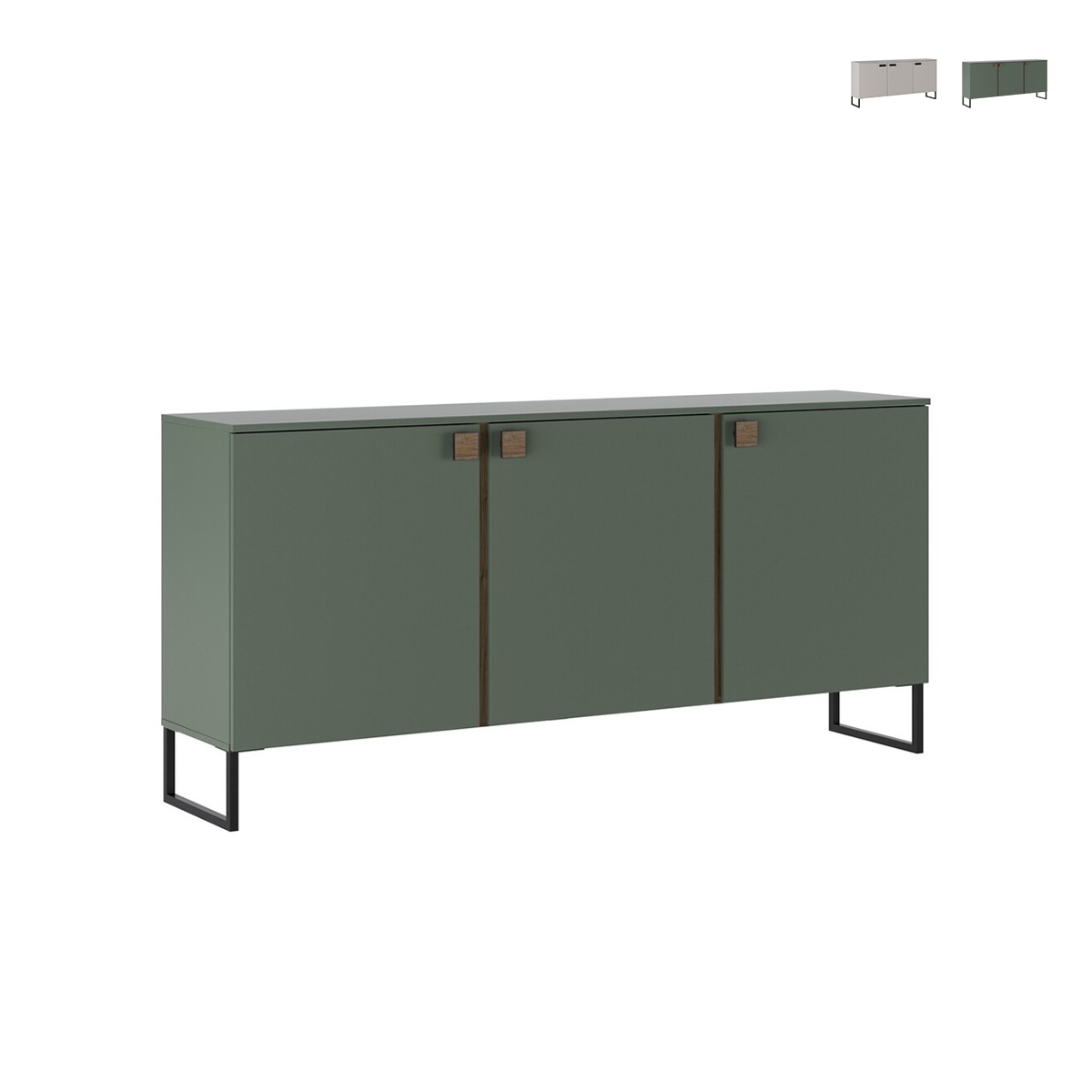 Modern skänk för vardagsrum och kök, 3 dörrar, 184x40x90 cm, design Madrid