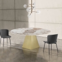 Förlängningsbart designmatbord med marmorlook 160x160x75 Arvin Onice Val