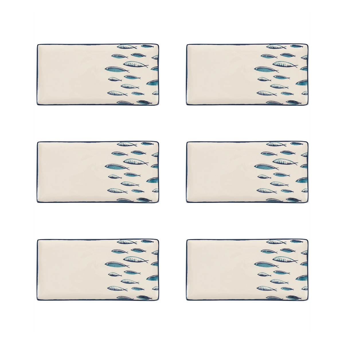 Set om 6 rektangulära serveringsfat i keramik 29x15cm Marechiaro Kampanj Set om 6 rektangulära serveringsfat i keramik 29x15cm Marechiaro Kampanj