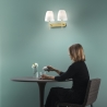 Dubbel vägglampa för inomhusbruk i guldfärgad metall med vitt glas Ares AP2 Försäljning