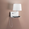 Vägglampa i metall med USB-uttag och klassisk tygskärm Ciak Försäljning