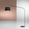 Modern böjd golvlampa i svart metall med tygskärm 180 cm Enjoy Kampanj