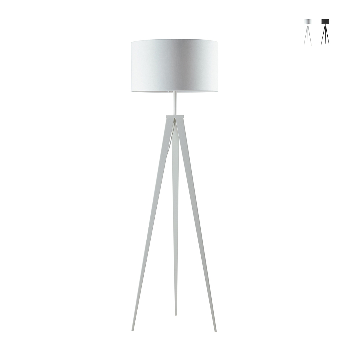 Golvlampa med tre ben i metall och tygskärm Ibis