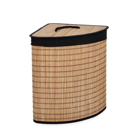 Hörntvättkorg i bambu med svart foder 35x35x50 Sintia Kampanj