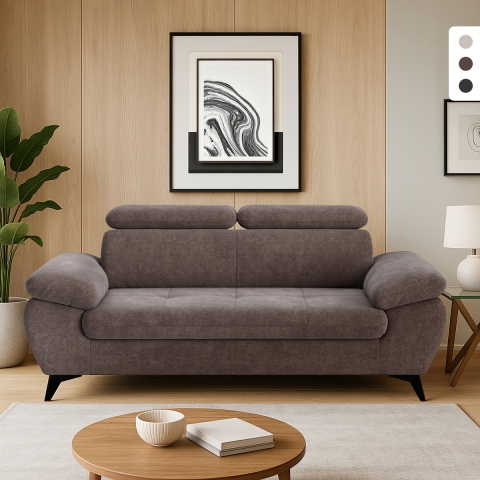 Modern 2-sits soffa i tyg med justerbart nackstöd Savi Kampanj