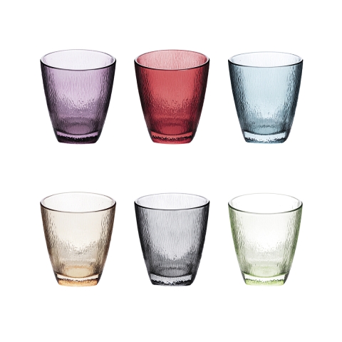 Set med 6 färgglada dricksglas i glas, 330 ml Kampanj