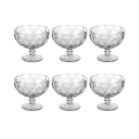 Set med 6 glasskålar 400 ml i transparent glas Elizabeth Kampanj