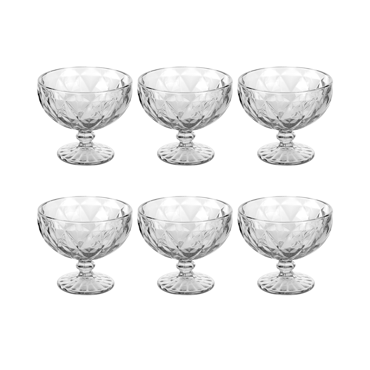 Set med 6 glasskålar 400 ml i transparent glas Elizabeth Kampanj