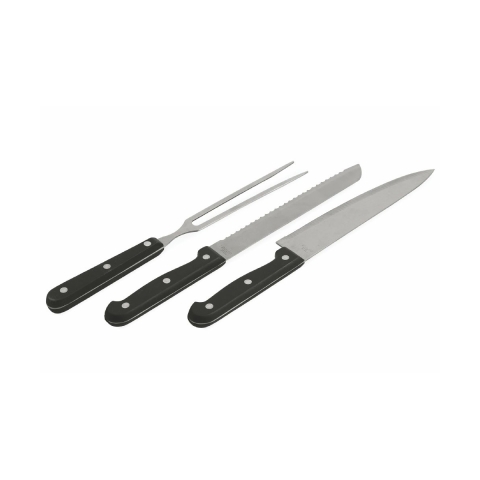 Set med 3 grillverktyg, 2 knivar och en gaffel i rostfritt stål Grivka Kampanj