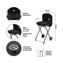 Kolgrill med hjul och lock 49x83x47 cm Toska Modell